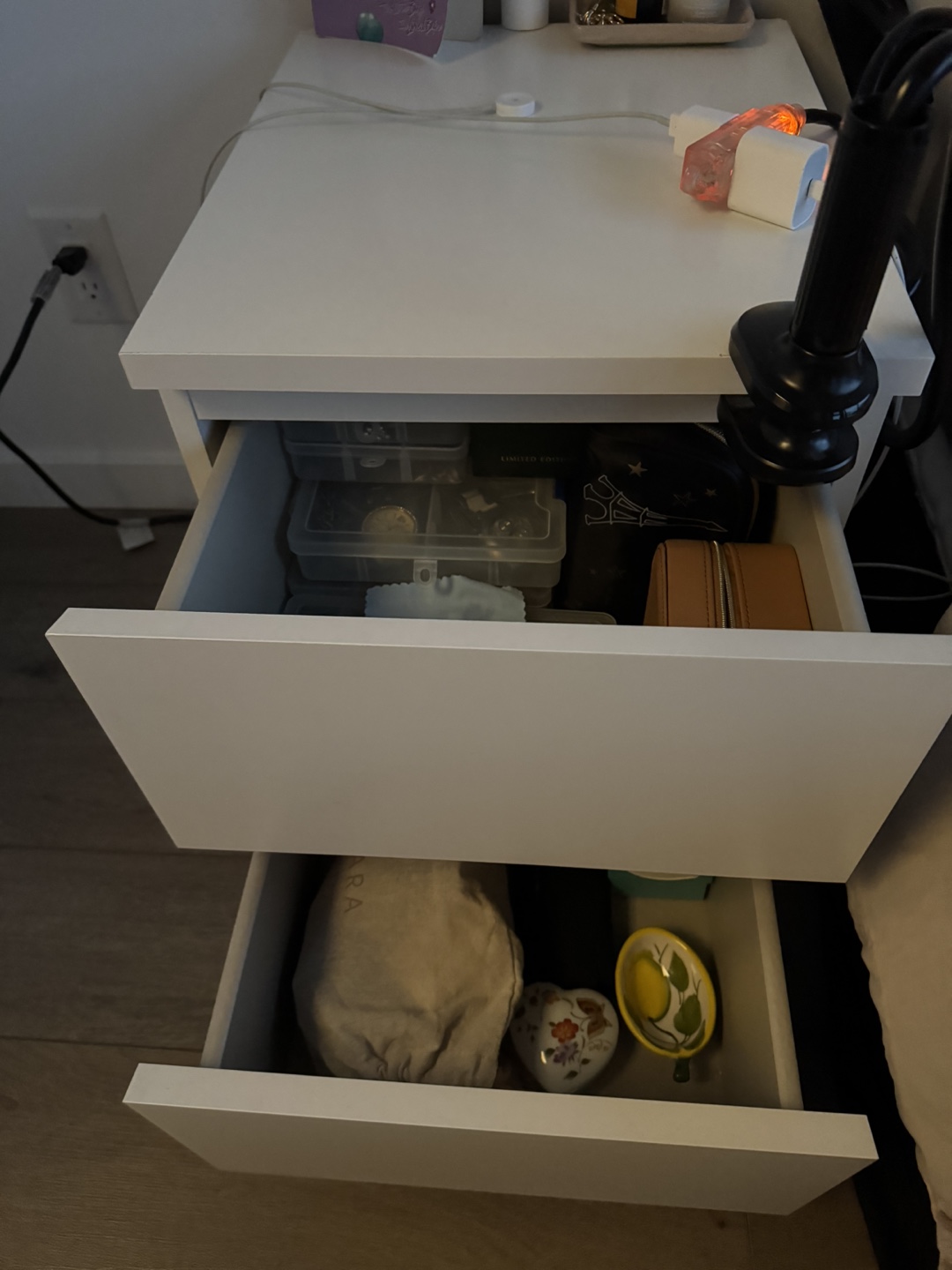 White Two-Drawer Nightstand - photo 2