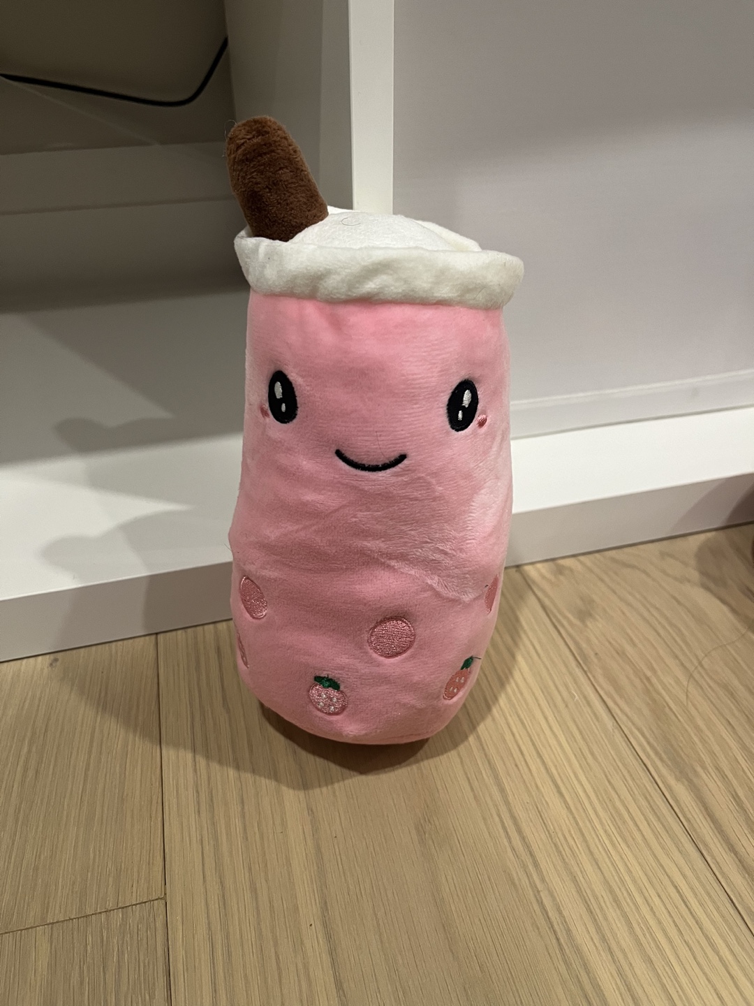 Adorable Pink Strawberry Bubble Tea Plush