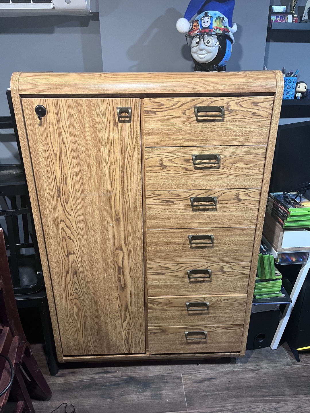Vintage Wooden Armoire with seven Drawers