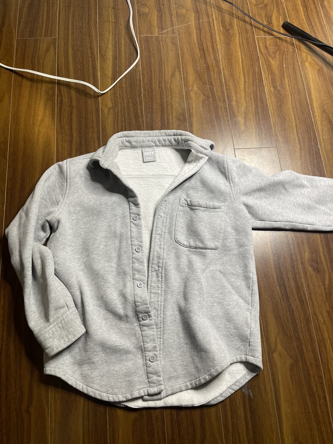 Grey Cozy Button-Up Shirt Jacket