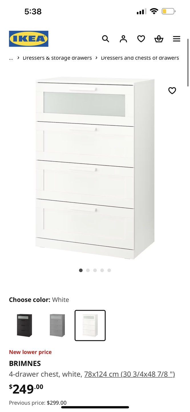 IKEA BRIMNES 4-Drawer Chest, White - photo 2