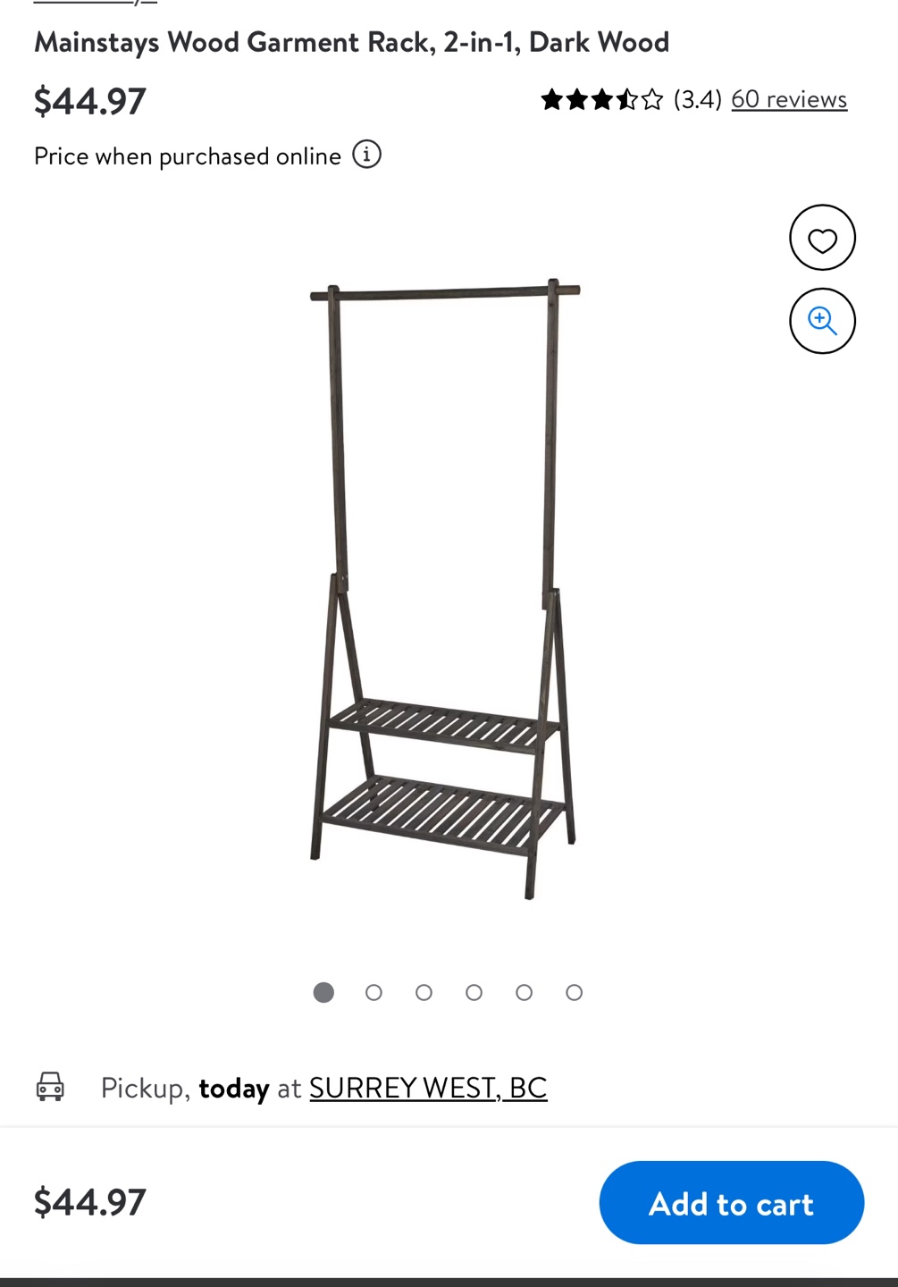 Mainstays Wood Garment Rack with Shoe Shelves