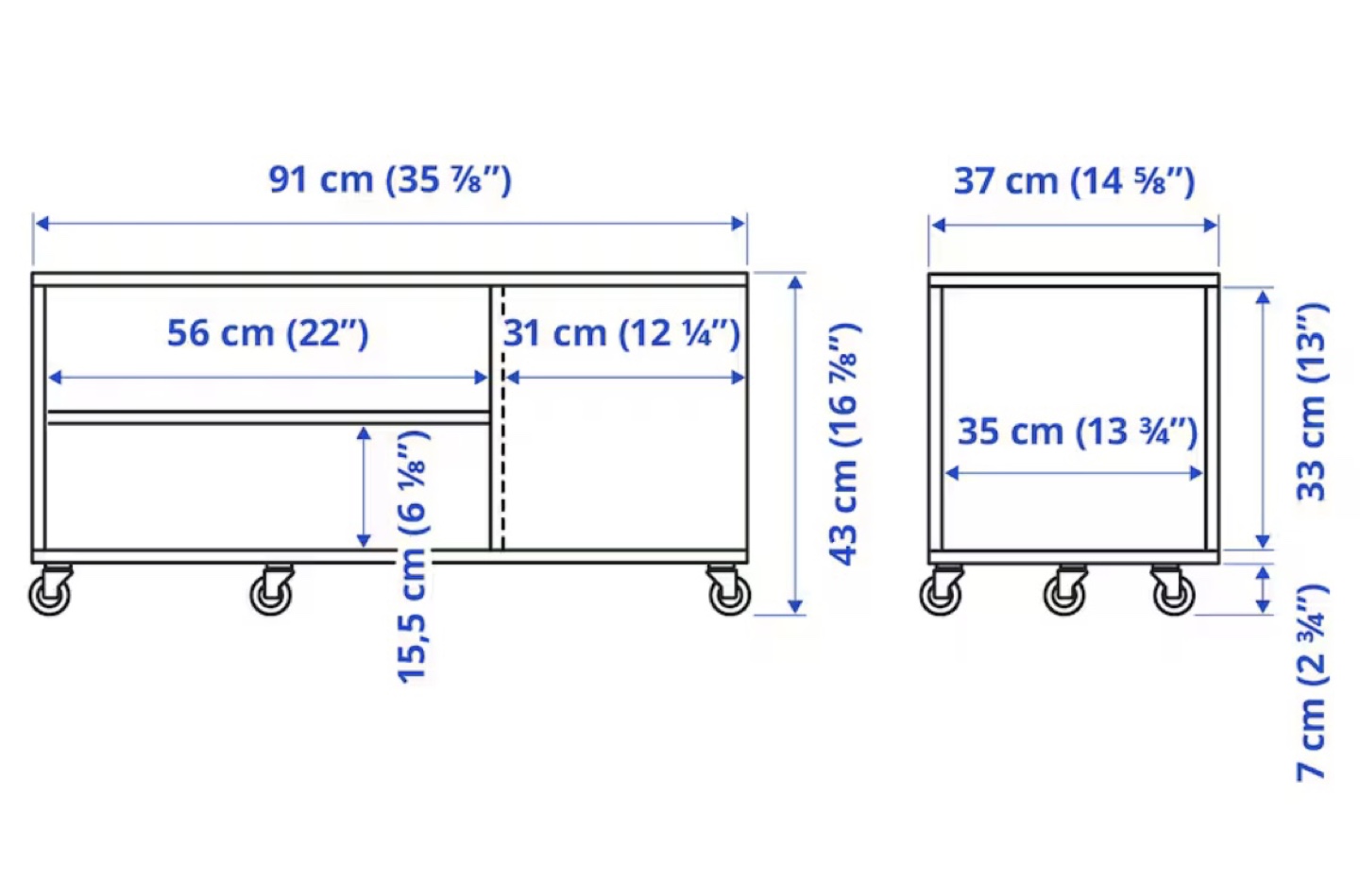 IKEA Vihals Coffee Table w/ castors | White (91 x 37 x 43cm) - photo 4