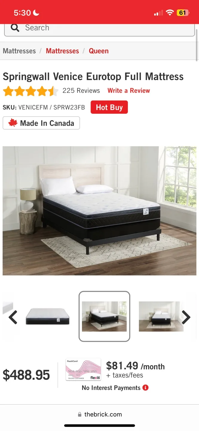 Springwall Venice Eurotop Full Mattress (Great Condition) image indicator(3)