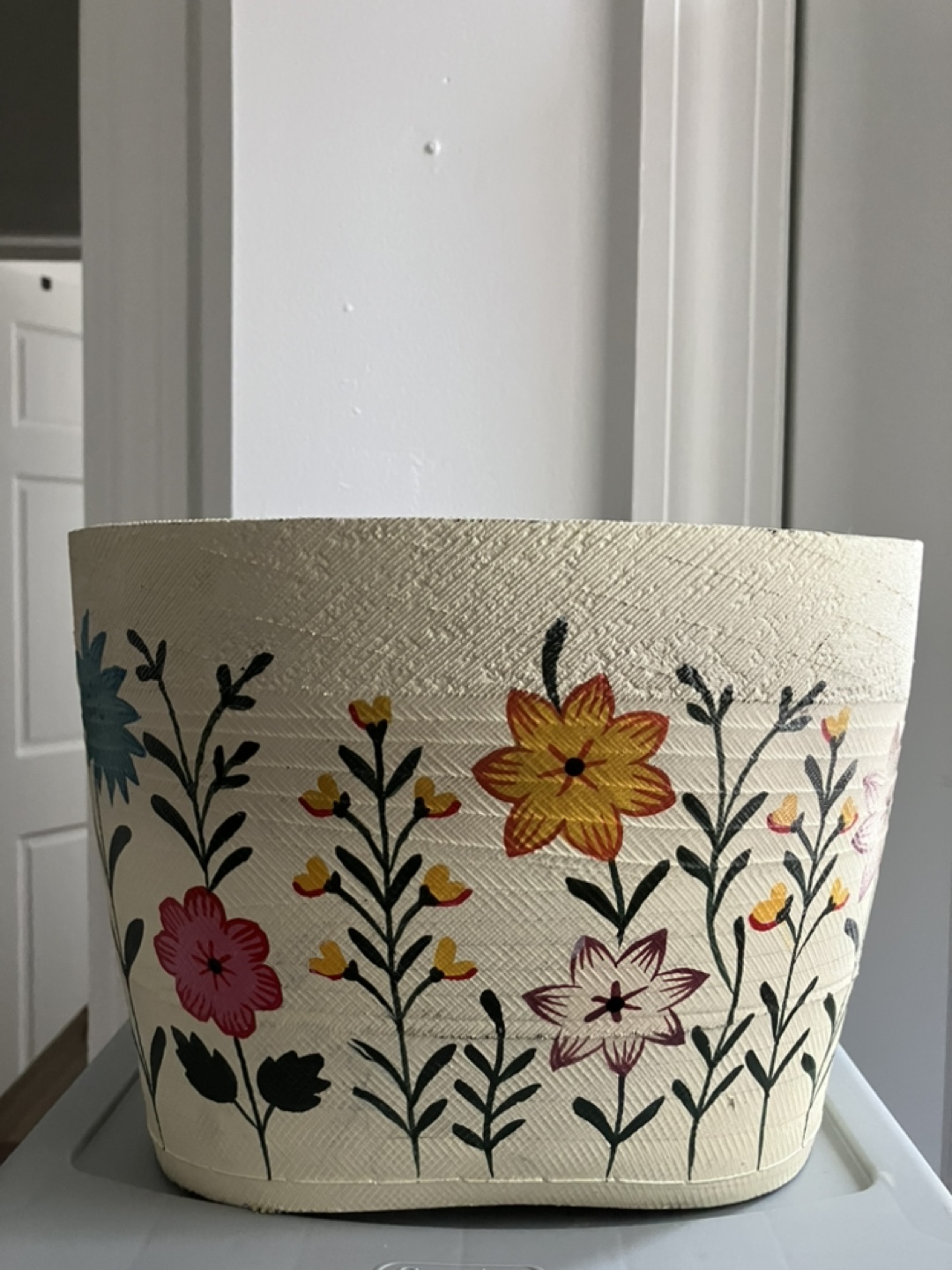 Blooms Recycled Tire Bike Basket - Off-White Floral