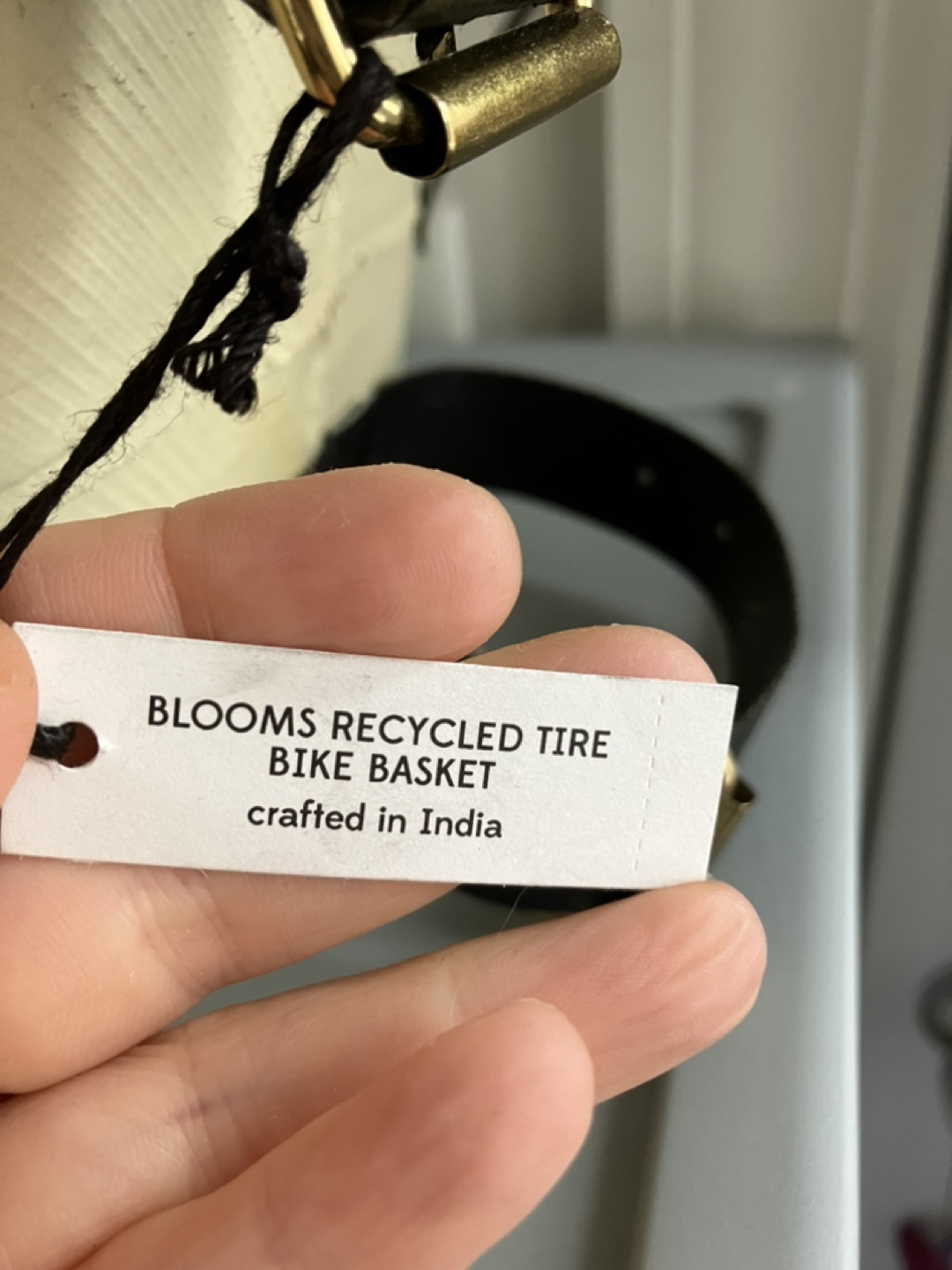 Blooms Recycled Tire Bike Basket - Off-White Floral - photo 3