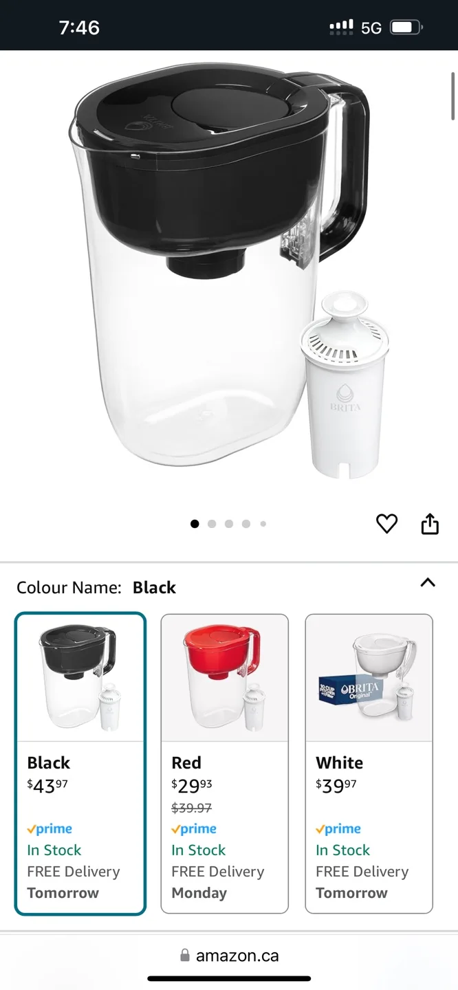 BRITA 10-Cup Black Elite Filter Water Pitcher thumbnail