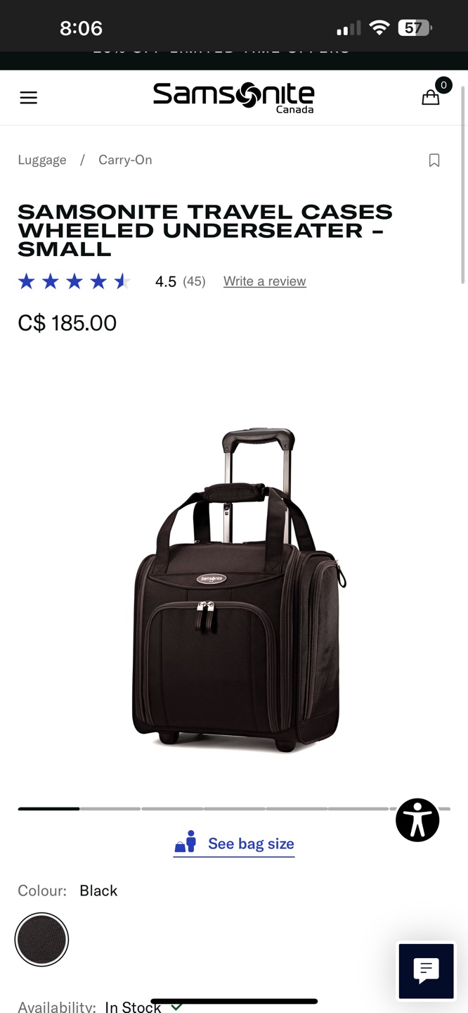 Samsonite Wheeled Underseater - Small Carry-On Suitcase