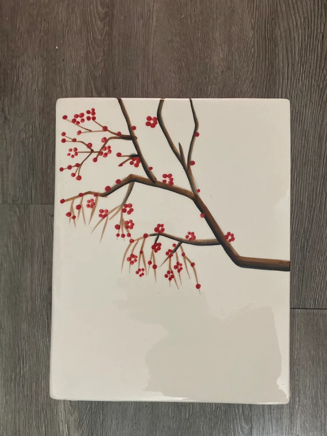 Square Decorative Vase with Branch Design thumbnail