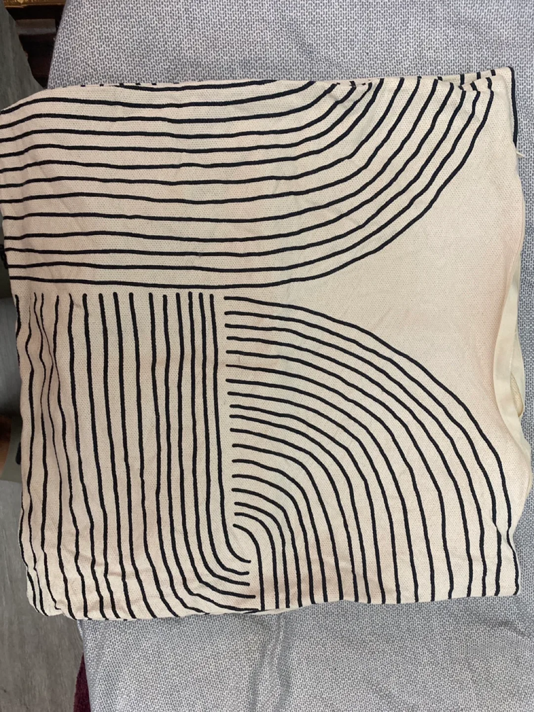 H&M 2 pcs Cream and Black Striped Throw Pillow Cover thumbnail