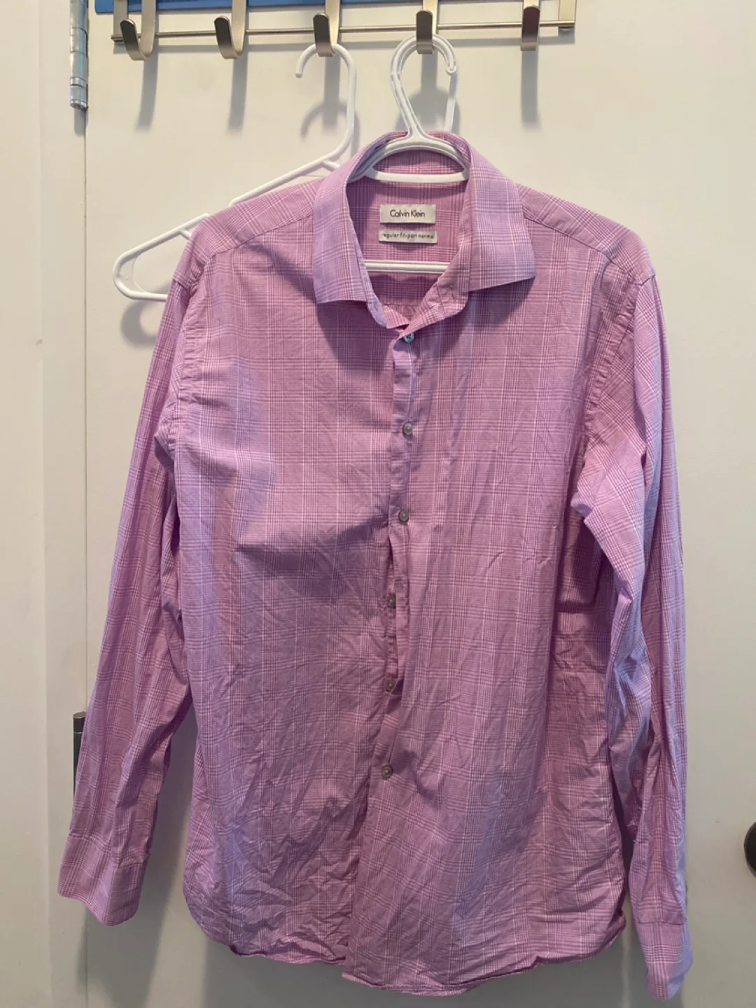 Calvin Klein Men's Purple Plaid Long Sleeve Shirt thumbnail