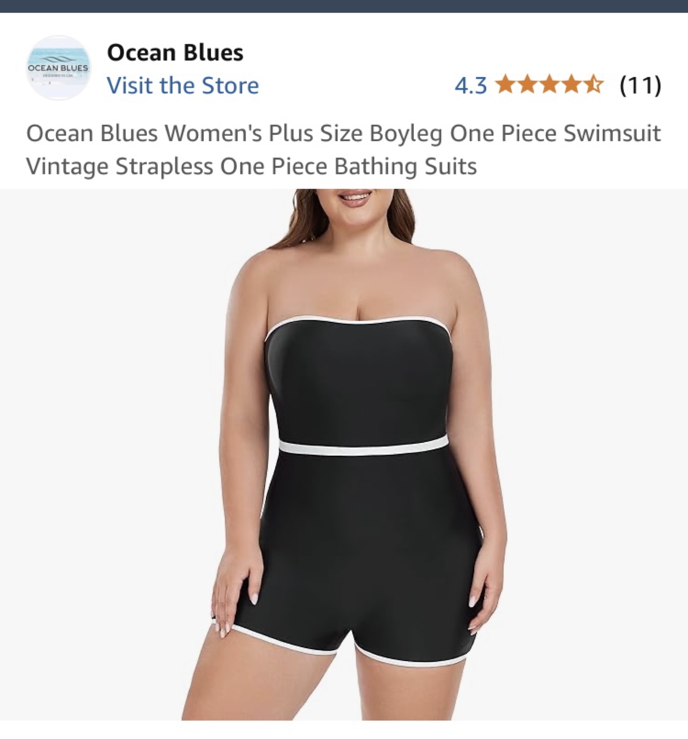 Ocean Blues Plus Size Boyleg One-Piece Swimsuit