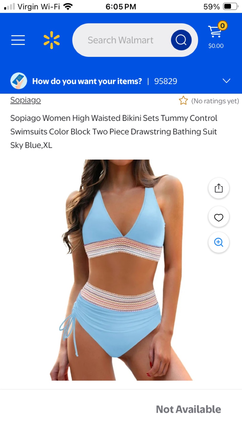 Sopiago Women's High-Waisted Bikini size small - Sky Blue