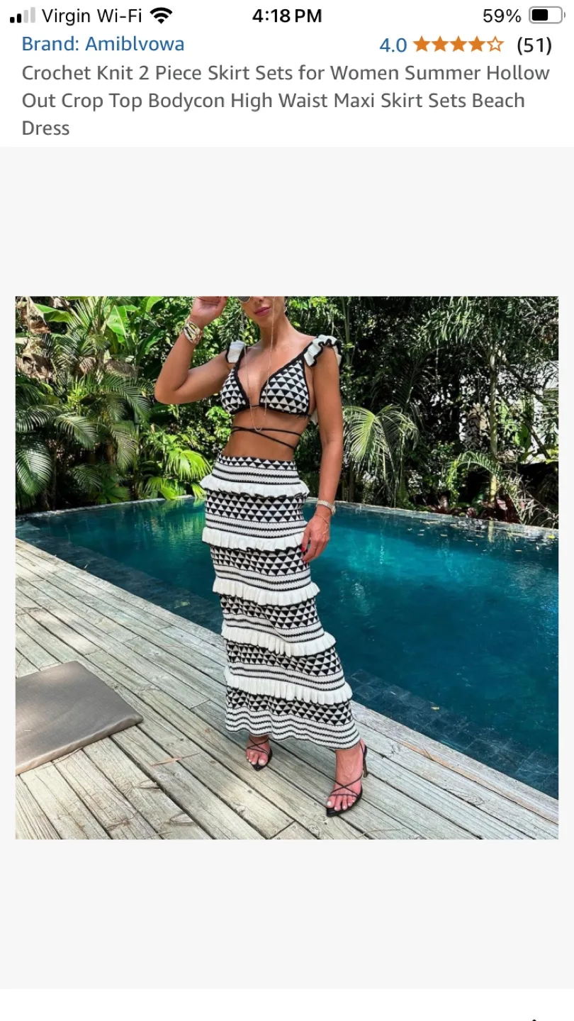 Amibilvoa Crochet Knit Two-Piece Skirt Set image indicator(2)