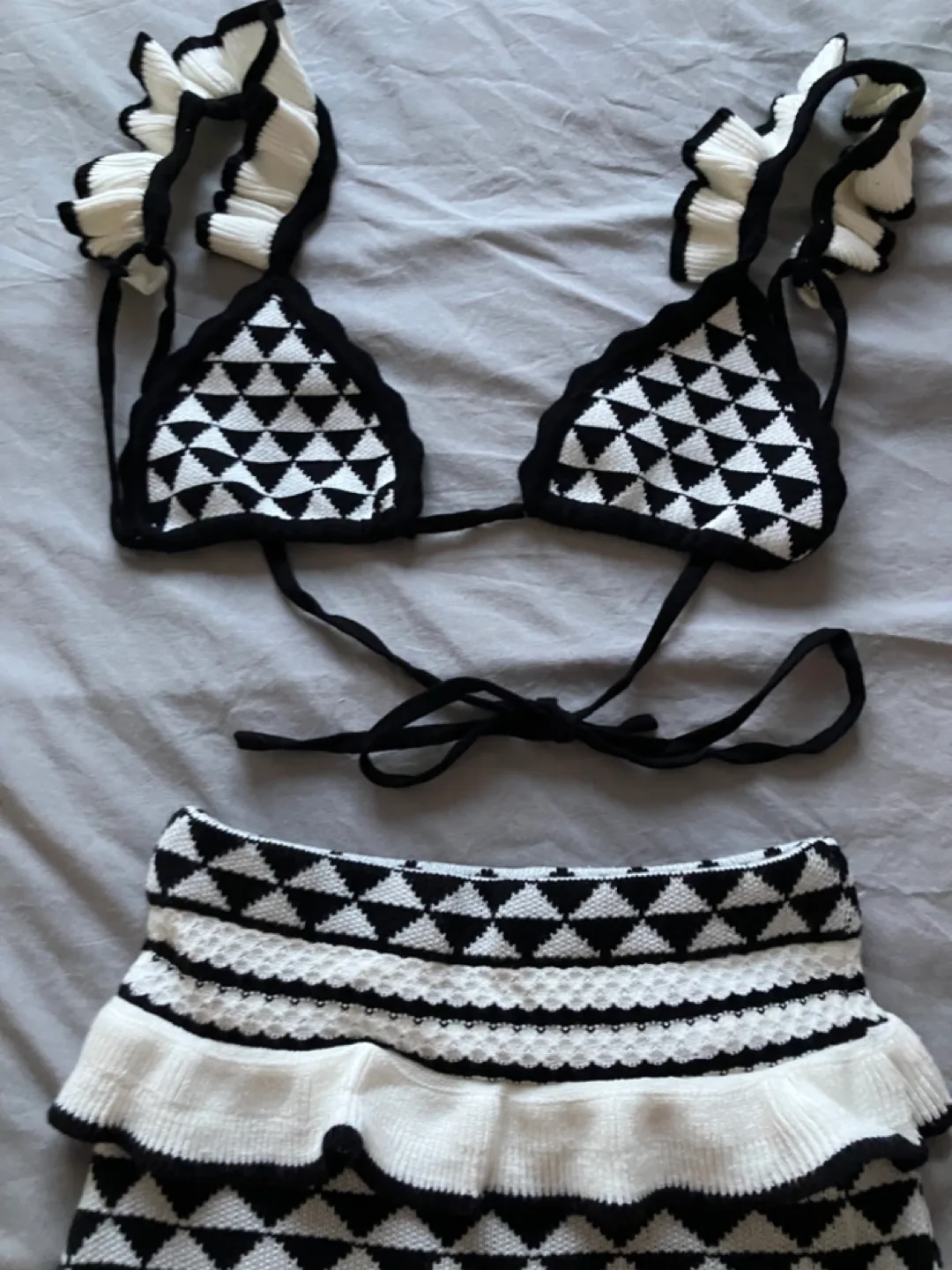 Amibilvoa Crochet Knit Two-Piece Skirt Set image indicator(5)