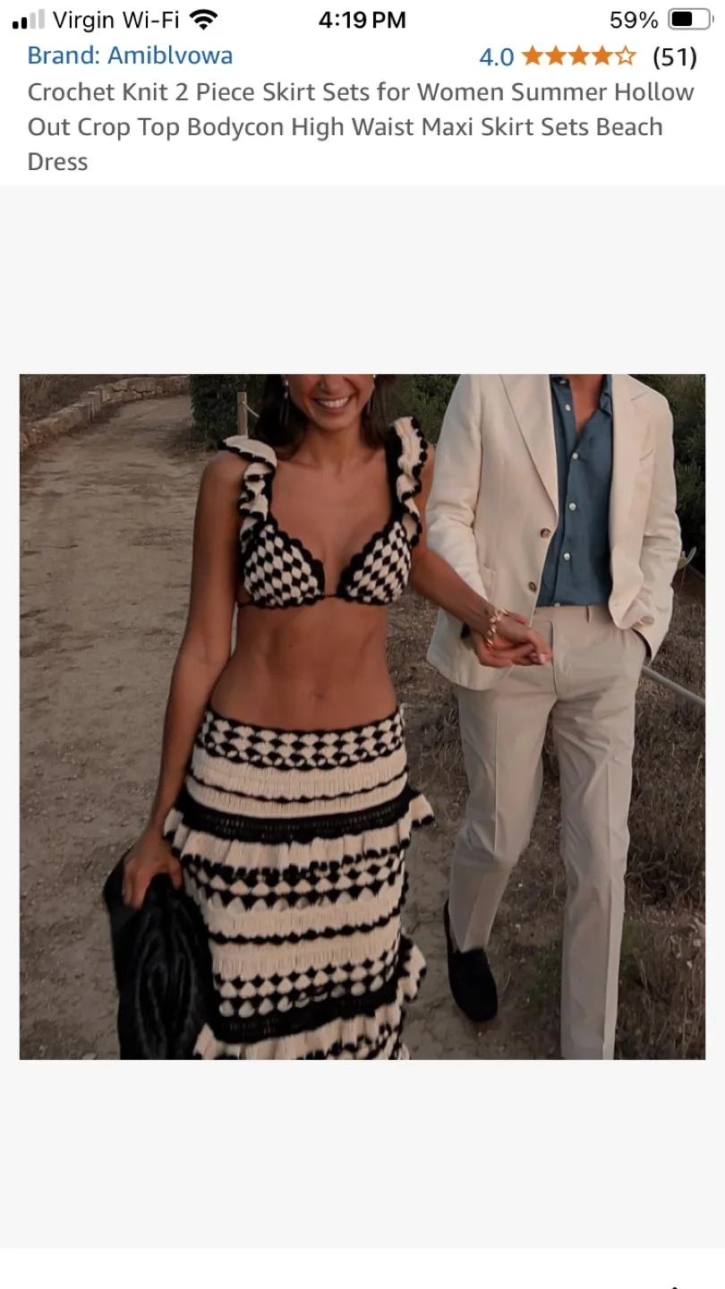 Amibilvoa Crochet Knit Two-Piece Skirt Set image indicator(3)