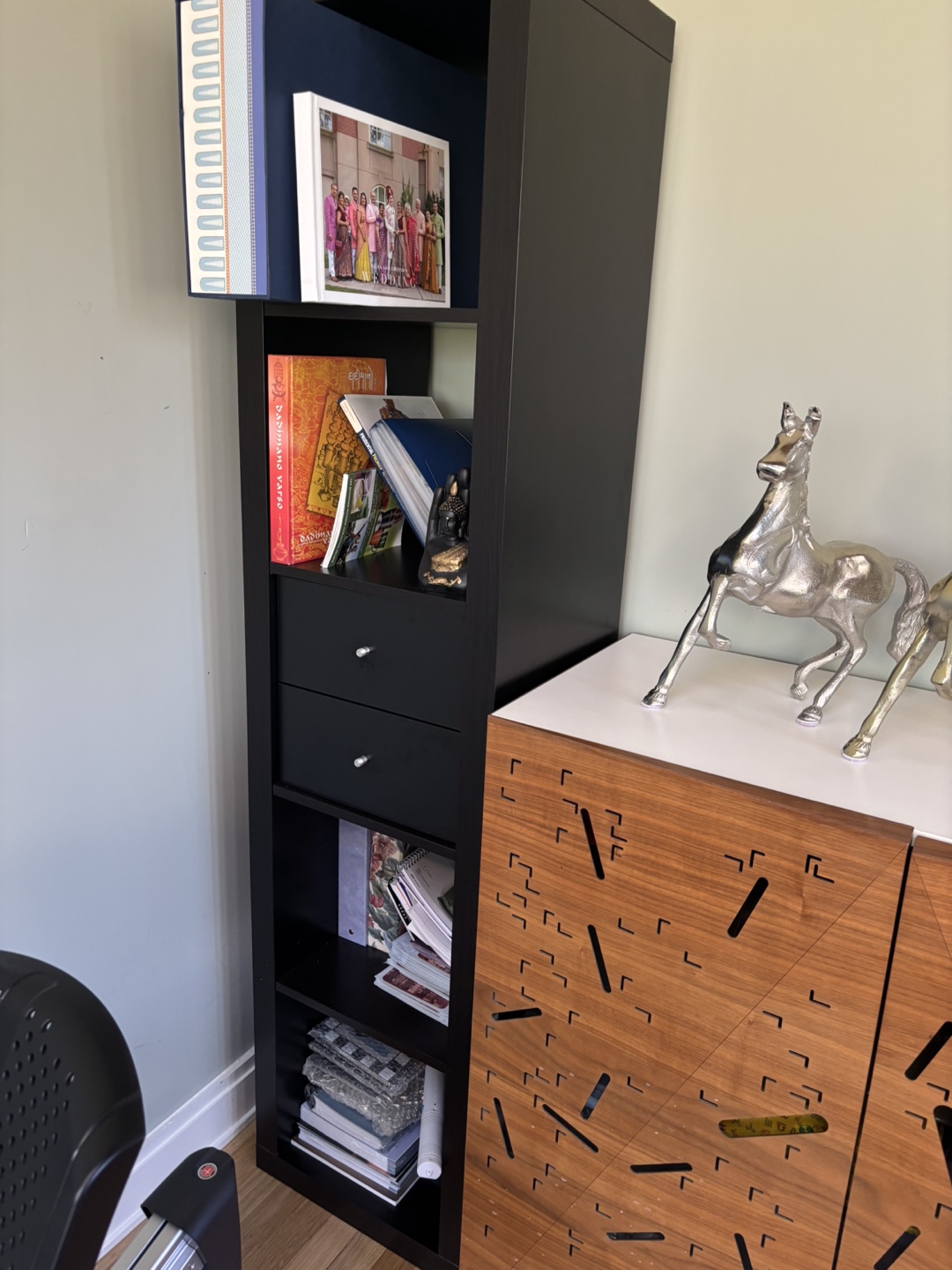Ikea Black Tall Bookshelf with Drawers