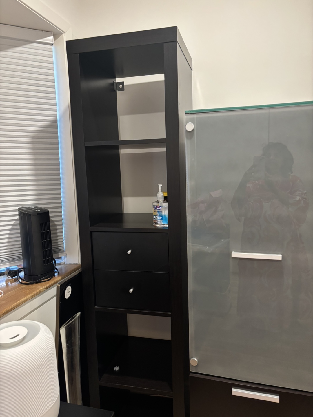 Ikea Black Tall Bookshelf with Drawers - photo 3