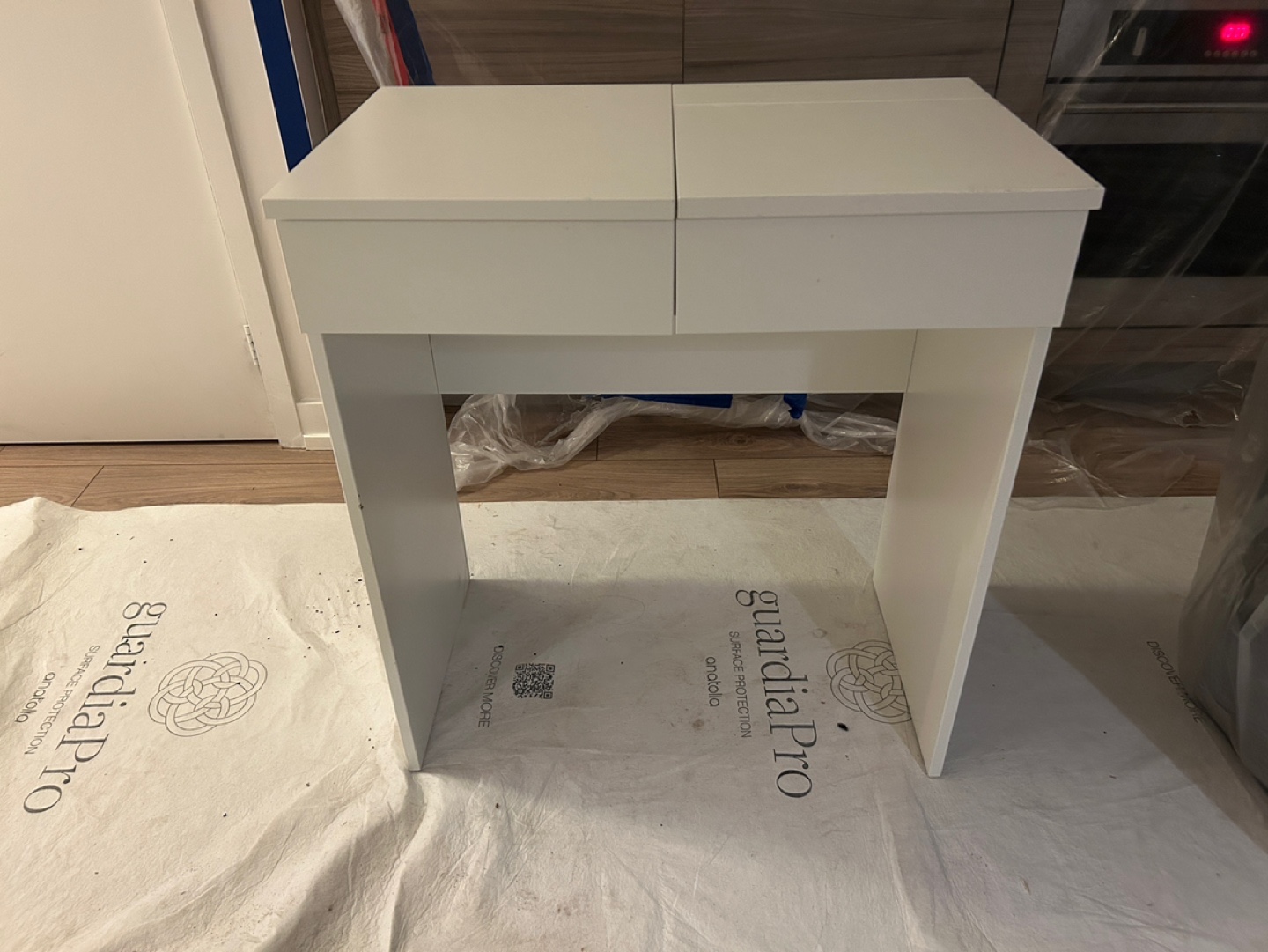 White Makeup Table with Mirror and Drawers