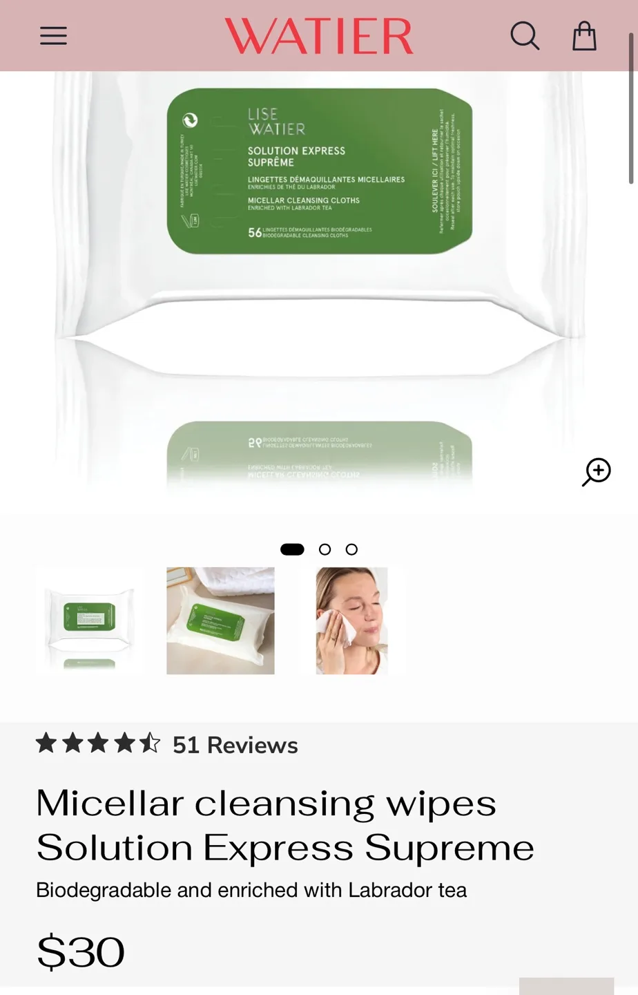 #ThriftyPicks Lise Watier Solution Xpresd Cleans Wipes (3 packs) image indicator(3)