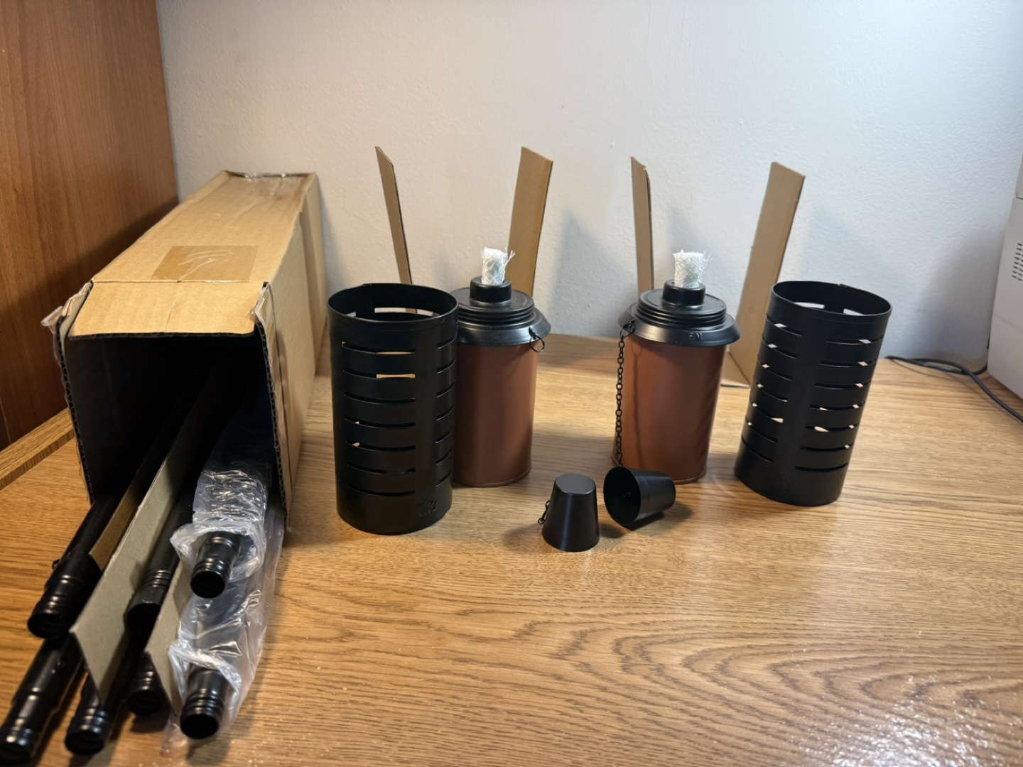 Two Tiki Torches with Metal Sleeves and Stands - photo 3