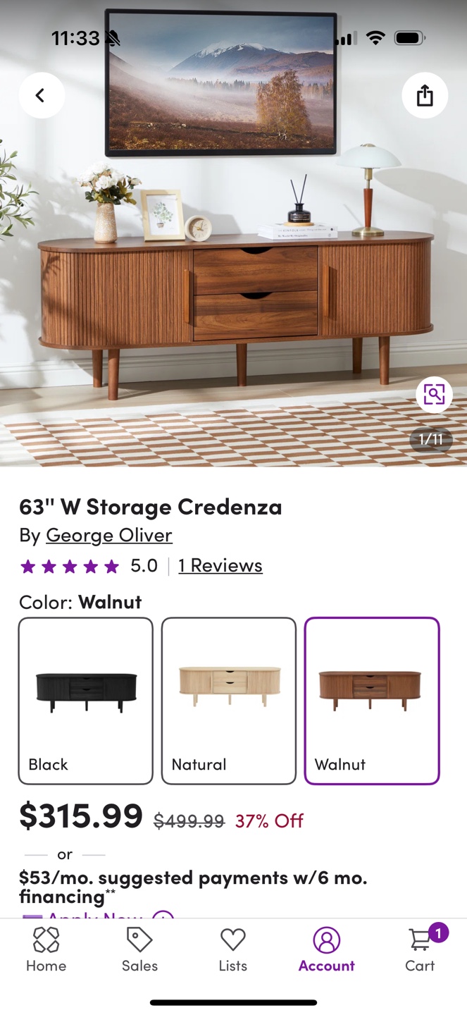 NEW 63" Credenza. Unassembled in original packaging - photo 2