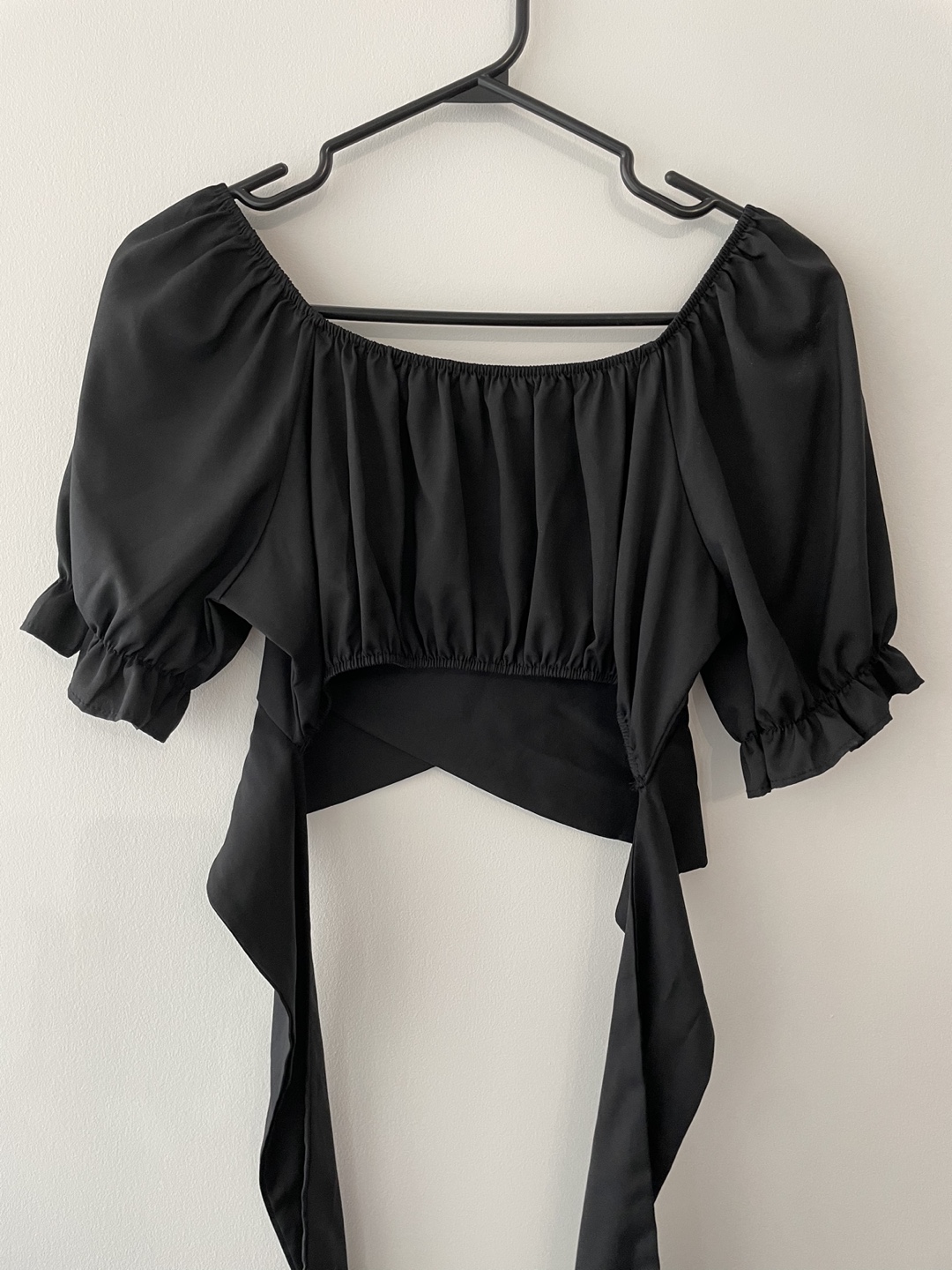 Black Satin Puff Sleeve Top - photo 2