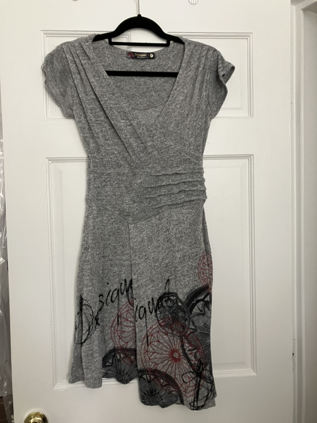 Desigual Gray Short Sleeve Dress Size M