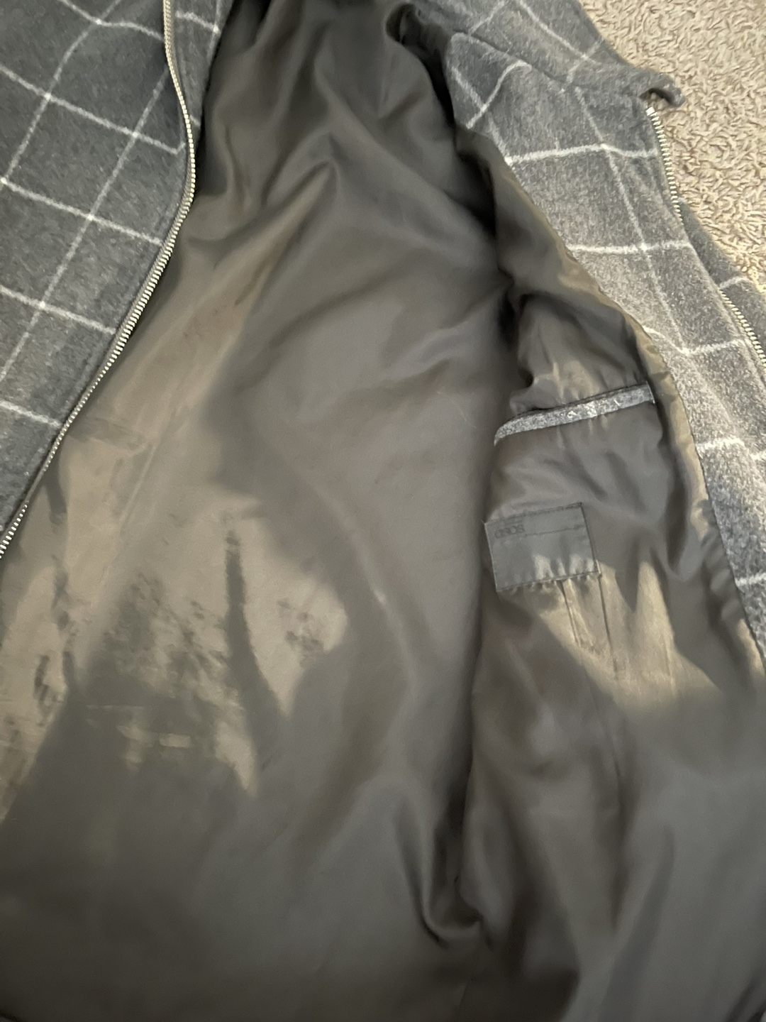 Men's Grey Plaid Zip-Up Jacket - photo 2