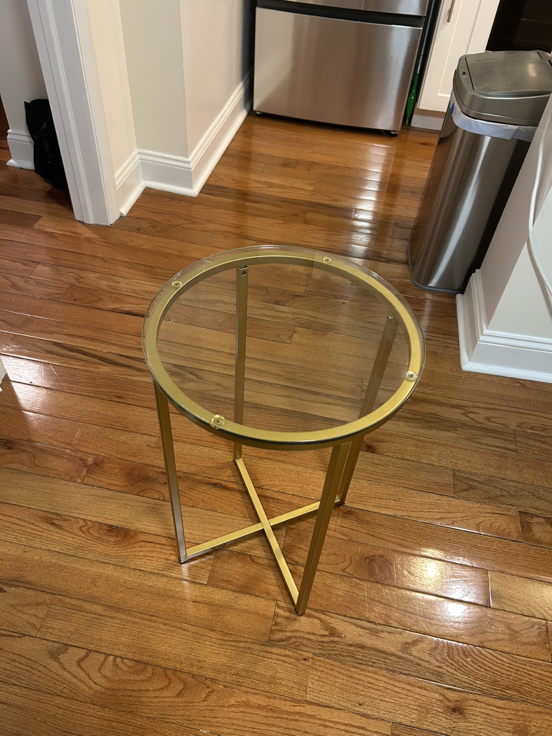 Gold Metal and Glass Side Table