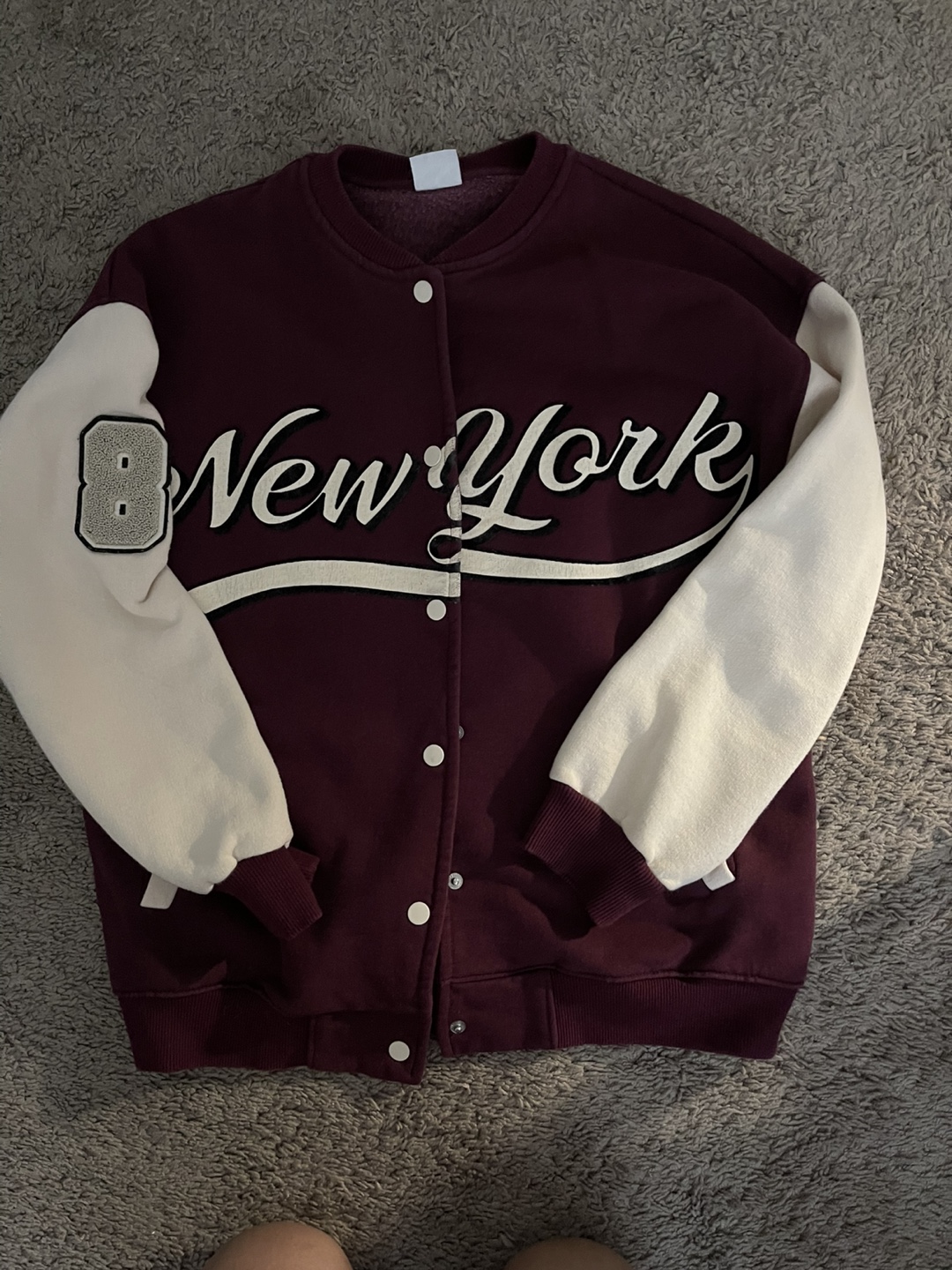 Burgundy and Cream Varsity Jacket