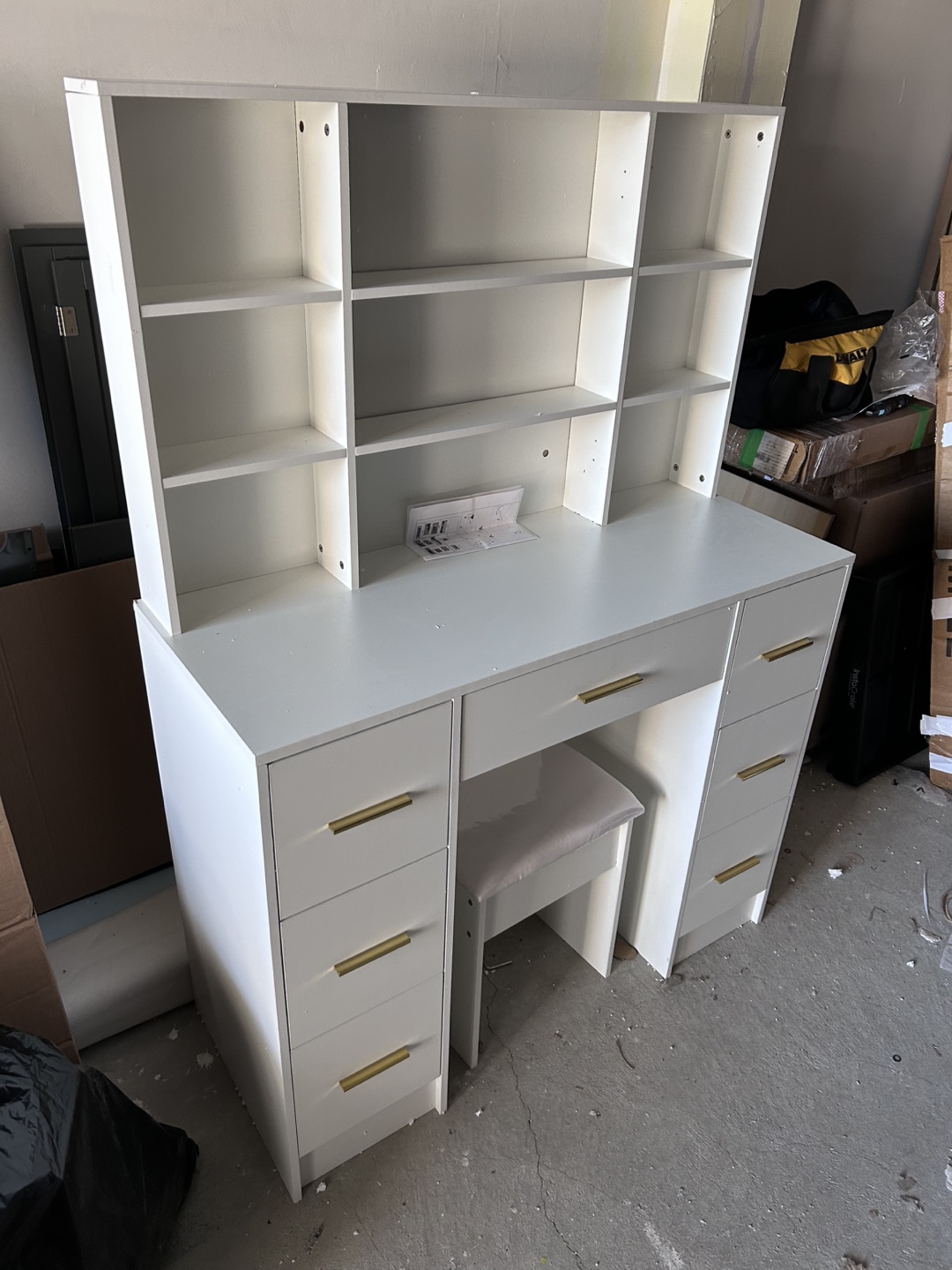 White Vanity Set with Mirror and Six Drawers - photo 3