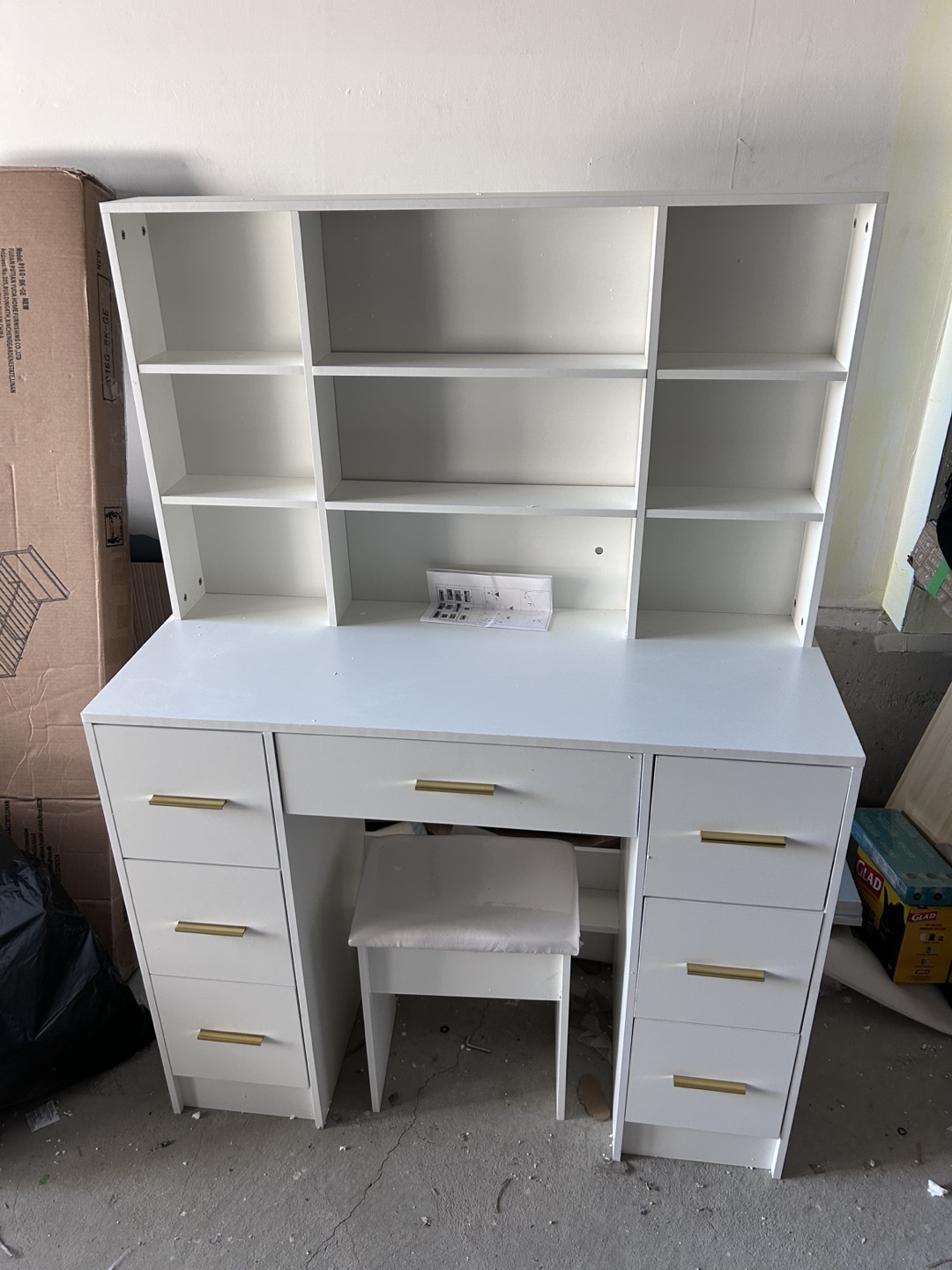 White Vanity Set with Mirror and Six Drawers - photo 2