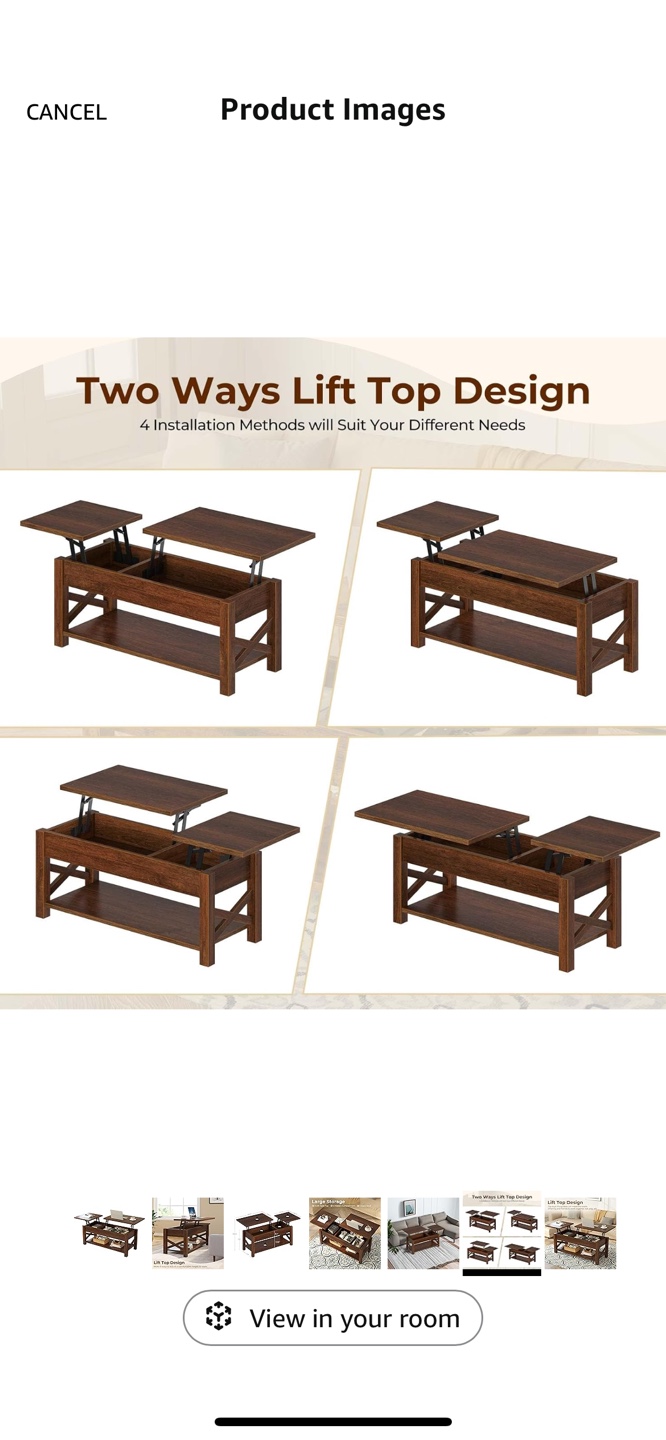 Lift Top Coffee Table with Storage - photo 5