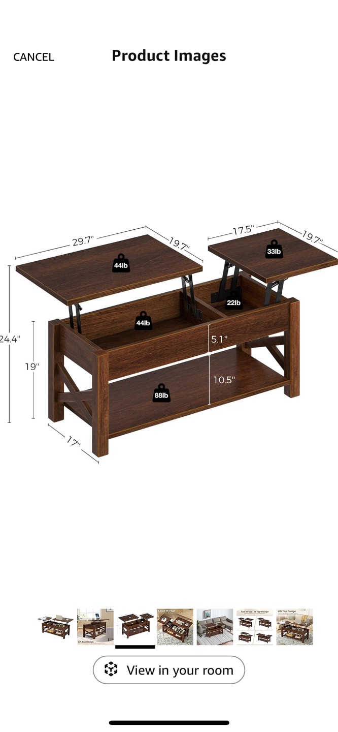 Lift Top Coffee Table with Storage - photo 4