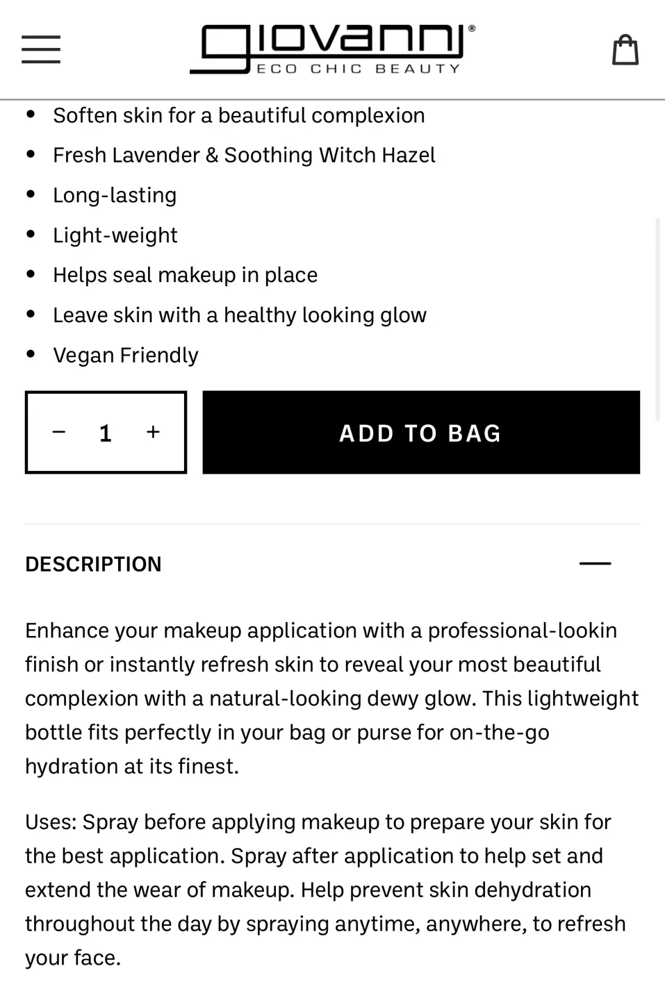 Giovanni Dewy Finish Facial Prime & Setting Spray 💚 image indicator(4)