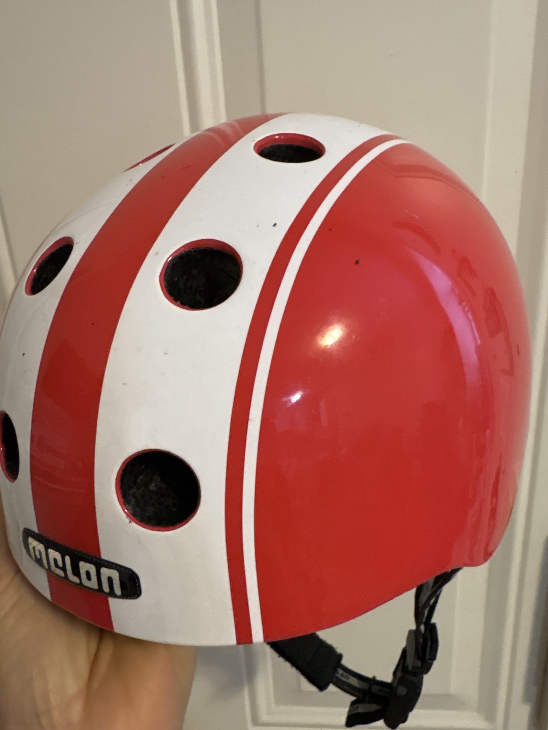 Melon Kids Helmet - Red and White Stripes