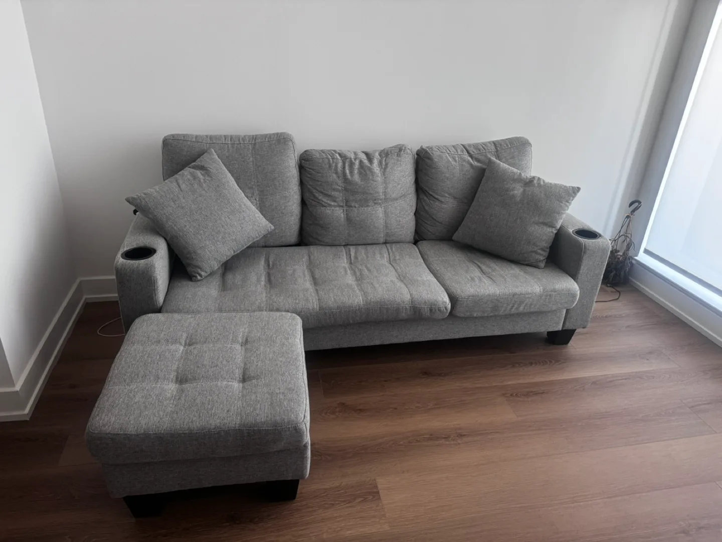 Grey Sectional Sofa with Ottoman