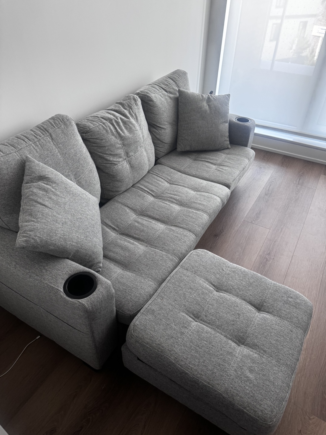 Grey Sectional Sofa with Ottoman - photo 2