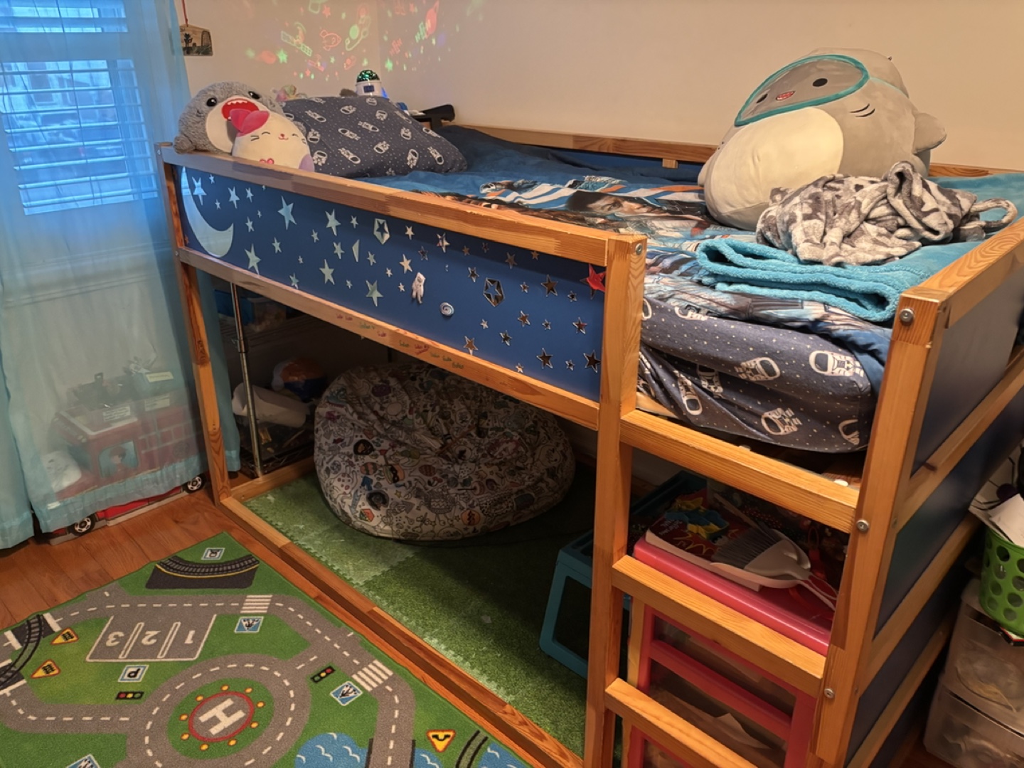 IKEA KURA Reversible Twin Bed - blue/Pine