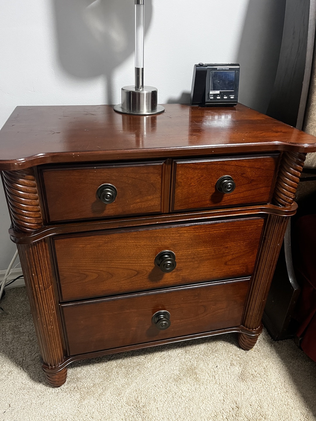 Dark Wood Bedroom Set - Nightstands and Tallboy
