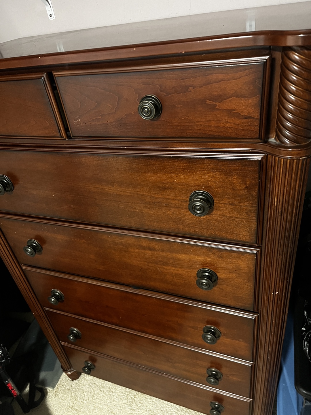 Dark Wood Bedroom Set - Nightstands and Tallboy - photo 2