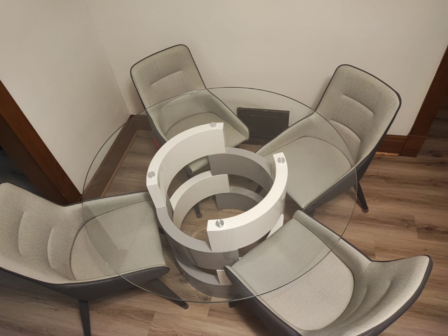 Modern Glass Dining Table Set with Six Chairs