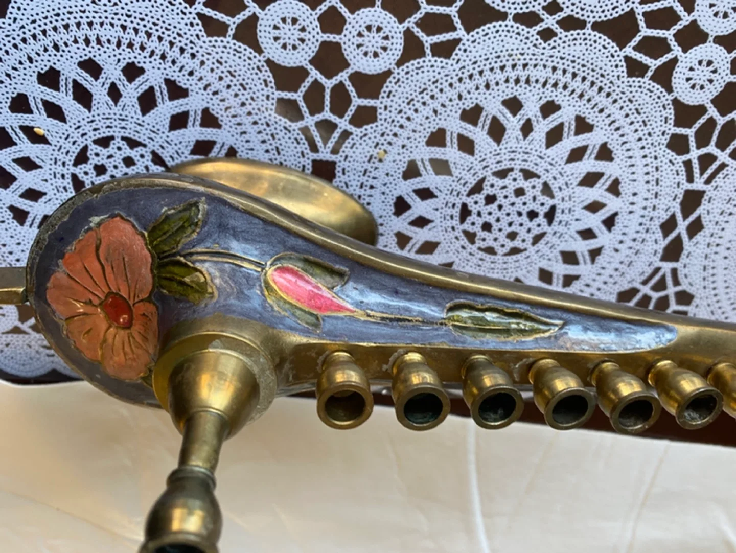 Vintage Brass Oil Lamp candle Menorah image indicator(4)