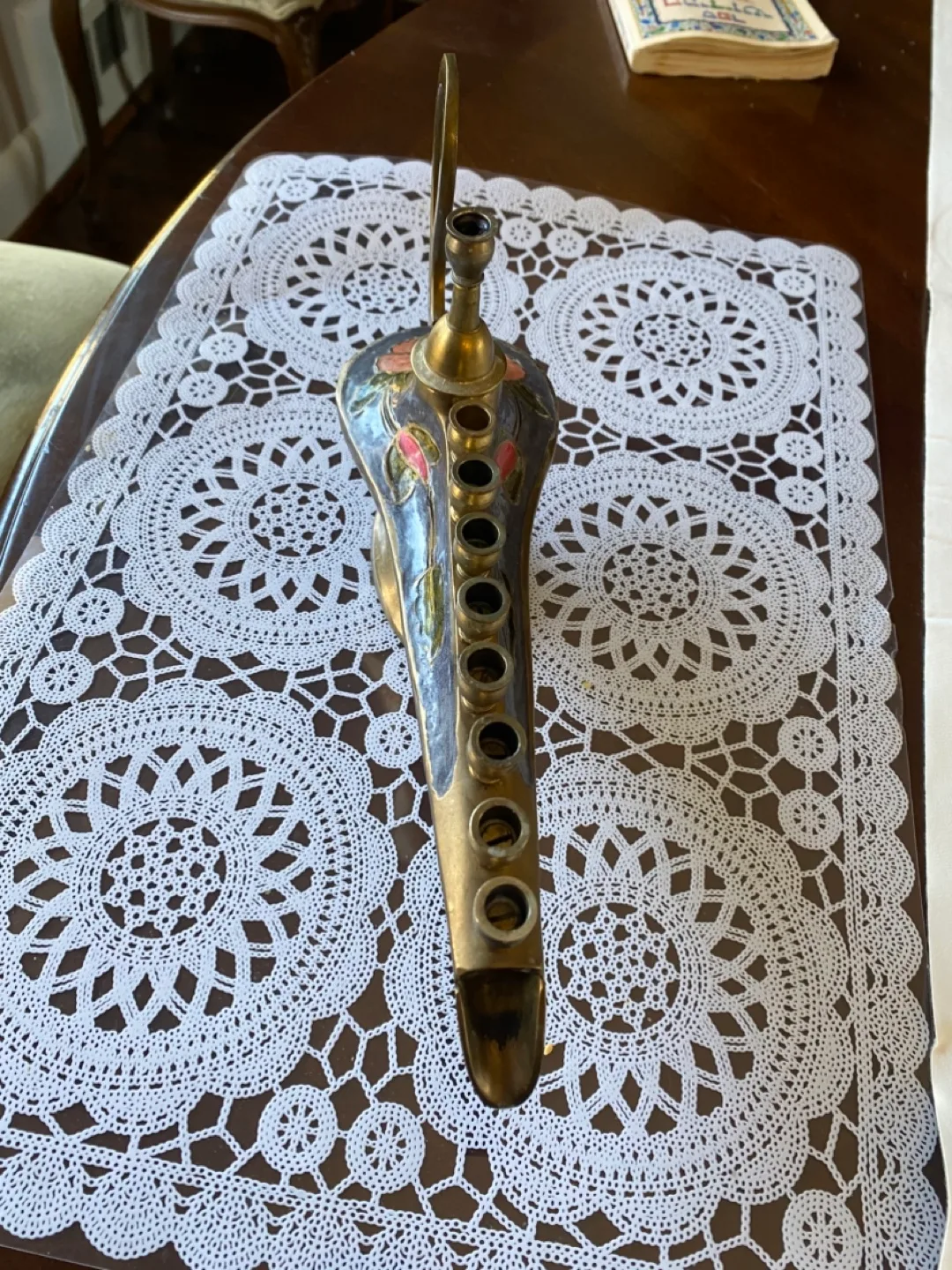 Vintage Brass Oil Lamp candle Menorah image indicator(6)