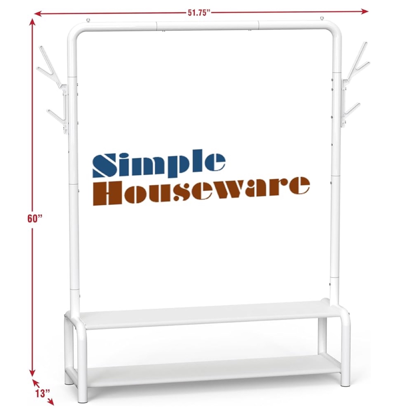 Simple Houseware Garment Rack with Shelves and Hooks - White - photo 5