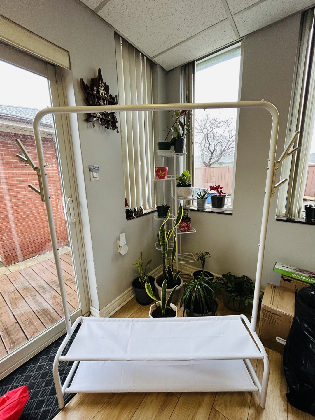 Simple Houseware Garment Rack with Shelves and Hooks - White