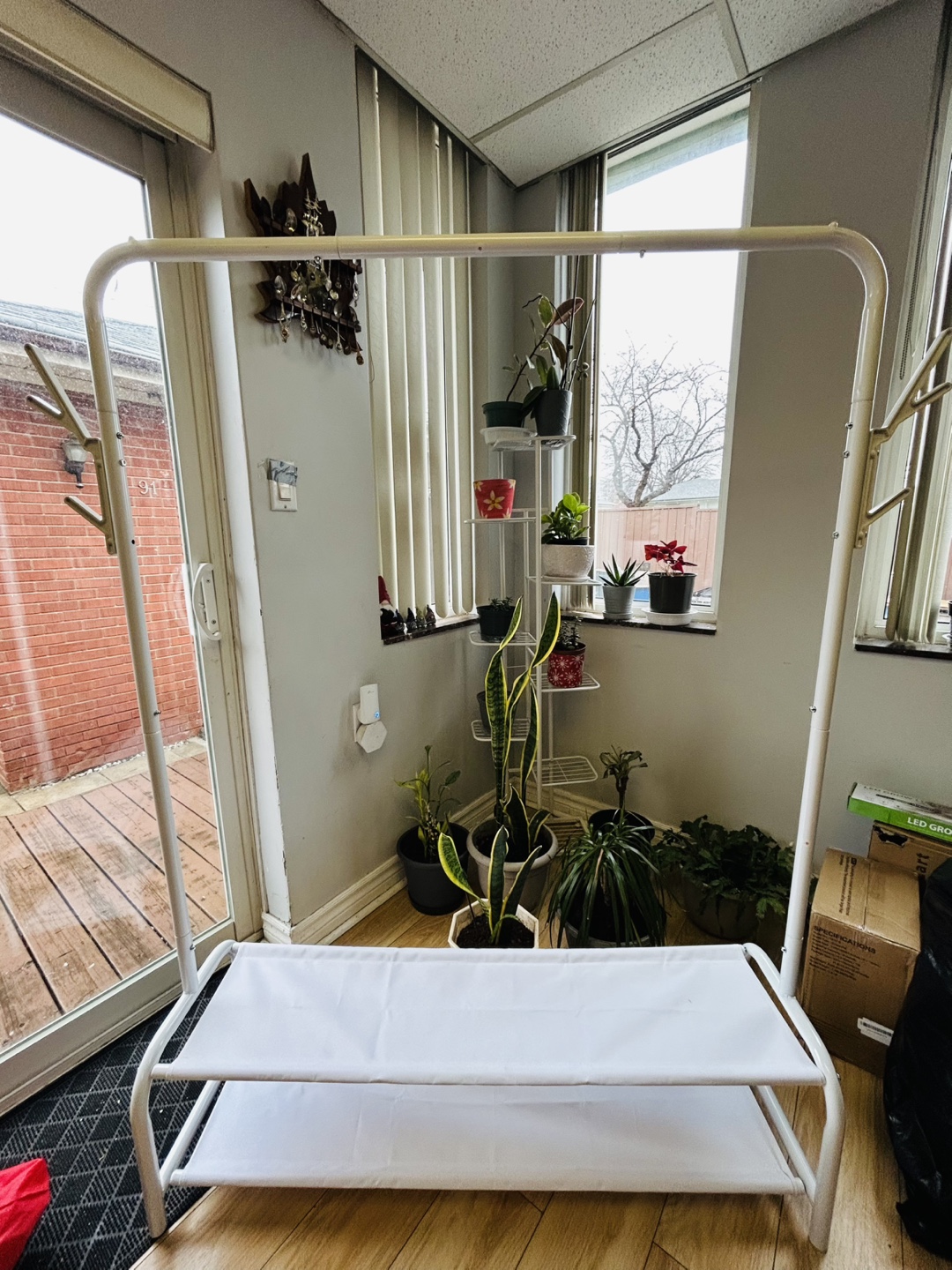 Simple Houseware Garment Rack with Shelves and Hooks - White - photo 2
