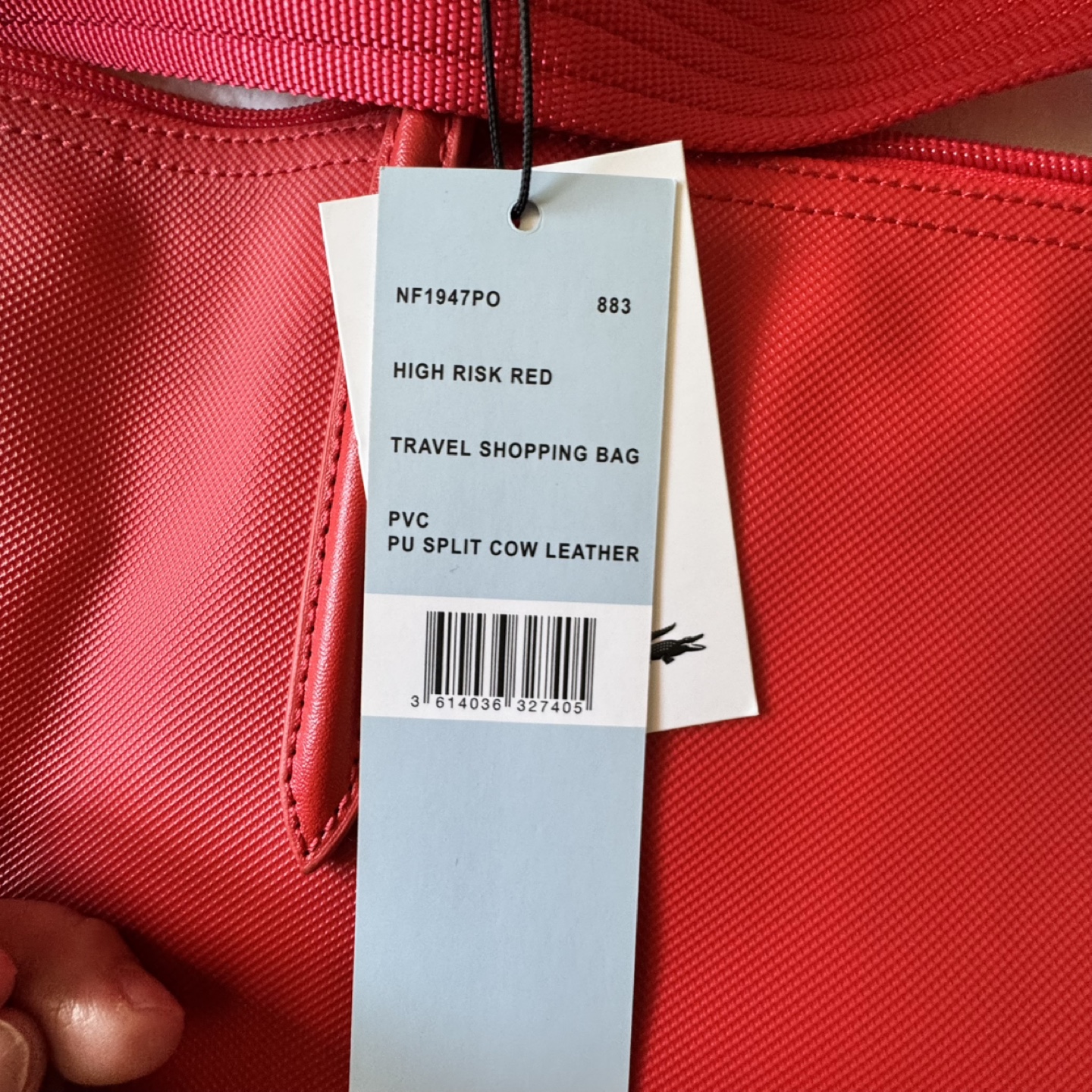 Lacoste Red Travel Shopping Bag - photo 4