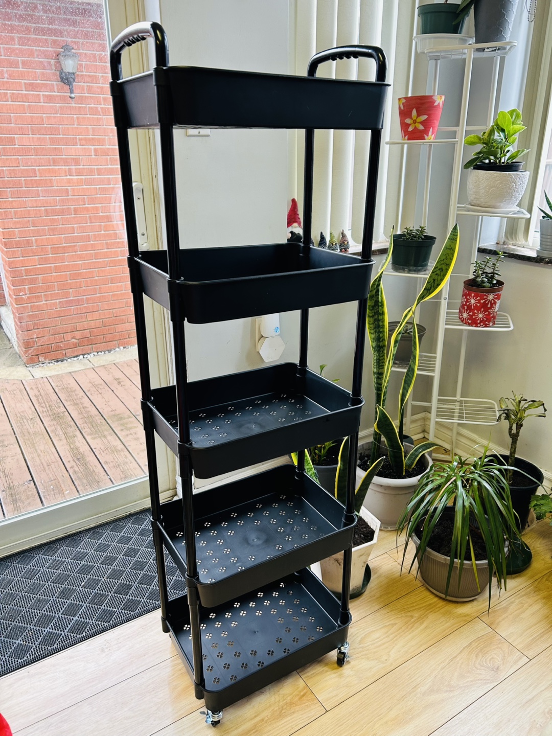 Black 5-Tier Rolling Utility Cart